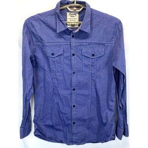 Monarchy Collection Men Size XXL Elbow Patch Pearl Snap Cuffs Blue Shirt VTG